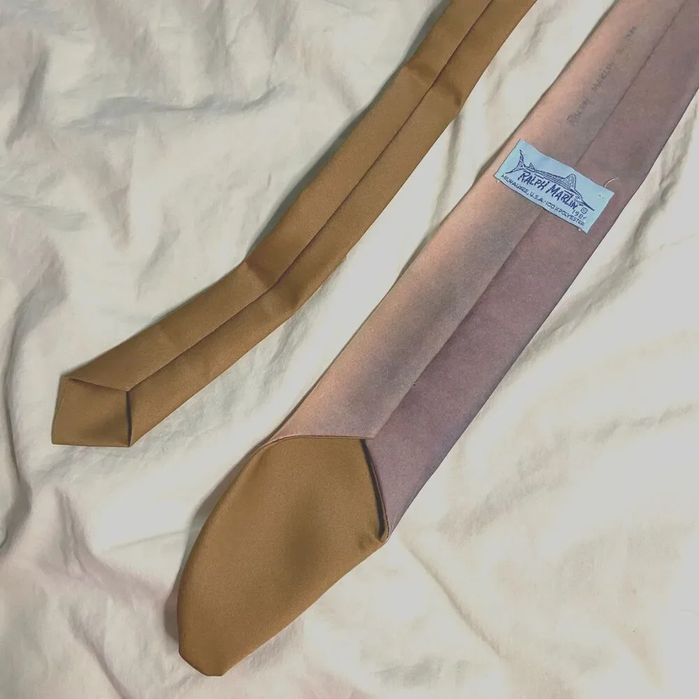 #7366 RALPH MARLIN BROWN STRIPED VINTAGE POLYESTER NECKTIE TIE 2.5X55 IN